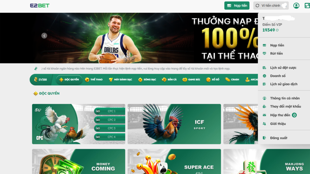 Hướng dẫn đổi mật khẩu E2bet